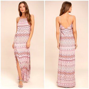 Lulu's Mosaic Days Blush Pink Print Maxi Dress